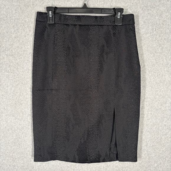 Altuzarra Skirt 10 Black Snakeskin‎ Pencil Knee Zipper Slit Withy Moto Goth Sexy - Picture 1 of 13